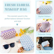 ZLFSRQ 3Pcs Checkered Makeup Bag for Women Large Cosmetic Bag Set Travel Toiletry Bag Makeup Pouch Bag for Purse Pink Zipper Storage Bag Organizer Cute Small Aesthetic Girls Car Essentials Bag