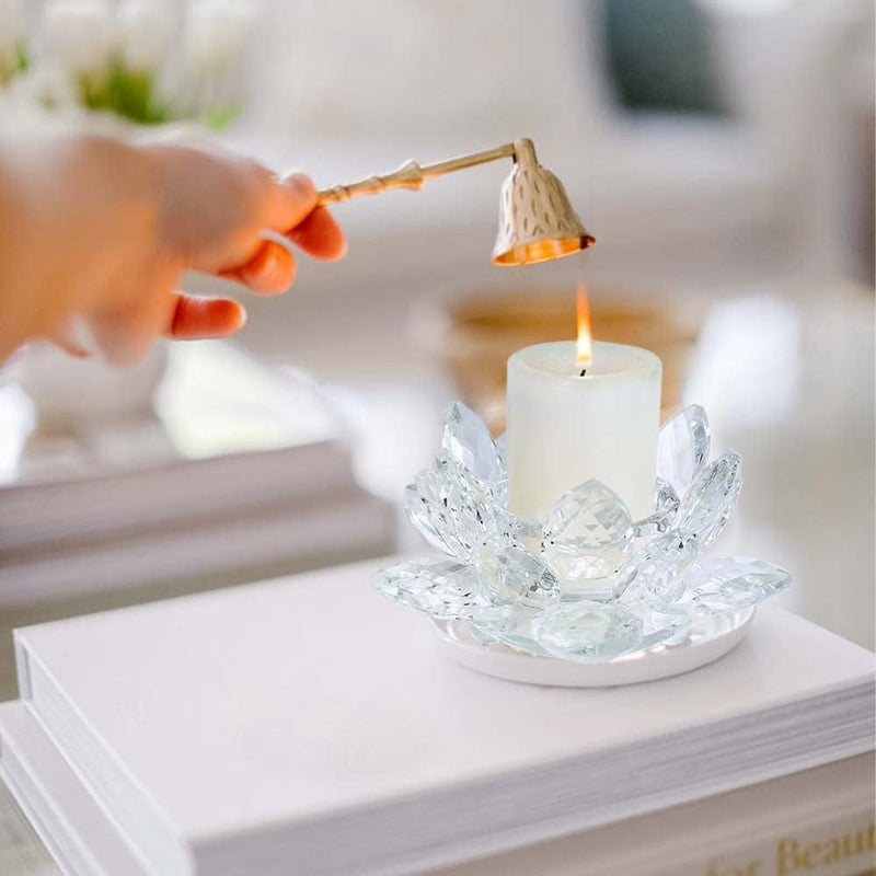 Kolnlala Crystal Lotus Flower Tealight Candle Holders/Glass Tea Light Candlestick Decor Decoration for Christmas Home Wedding Party… (Clean 1pc)