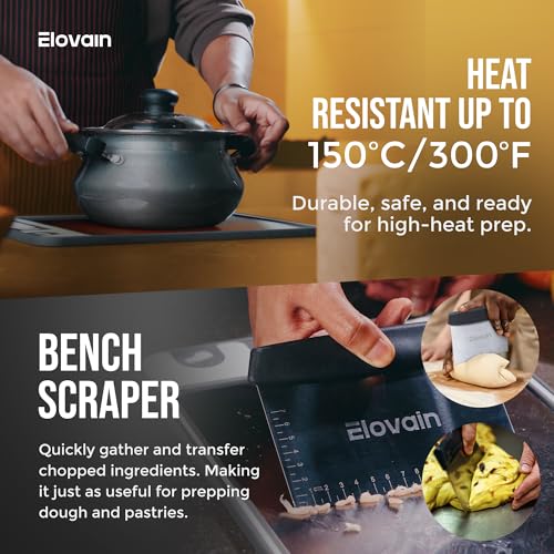 Stainless Steel Cutting Board with In-Built Knife Sharpener, Bench Scraper & Finger Protector - Heat Resistant, Non-Slip, Easy Clean Surface - Ideal Steel Cutting Boards for Kitchen and Meat