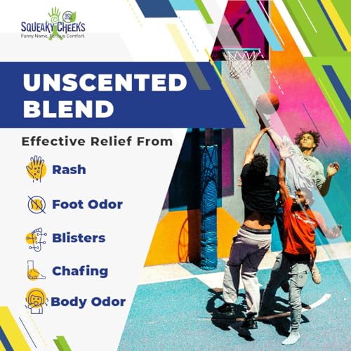 Squeaky Cheeks Unscented Fragrance-Free Dusting Powder - Gentle and Nourishing for Sensitive Skin - Organic and Talc-Free (5oz)