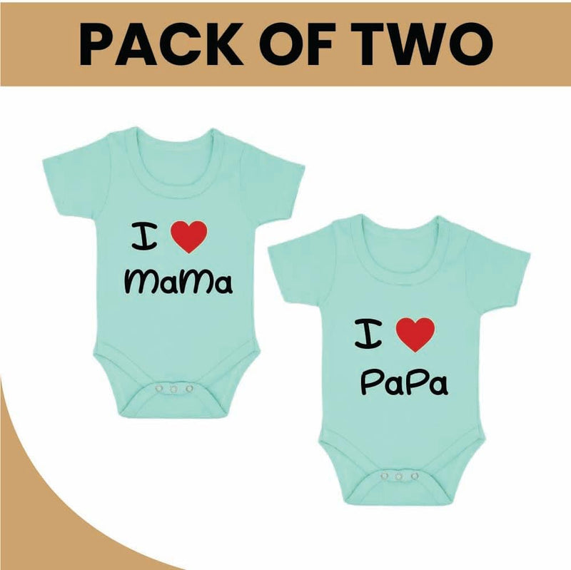 Pack of 2 Unisex Baby Romper with Mama and Papa Printed Design for Newborns,Infants, Toddlers Short Sleeve Jumpsuit Snap Closure for Easy Diaper Changes Ideal for Baby Shower