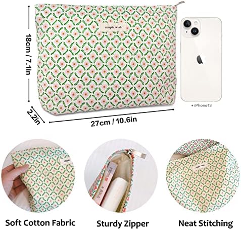 STARDW Flower Cosmetic Bags Makeup Bags for Women and Girls,Travel Makeup Bag Large Capacity Canvas Makeup Bag,Makeup Organizer Bag Zipper Pouch, Embossed pink, Large Capacity Aesthetic Makeup Bags