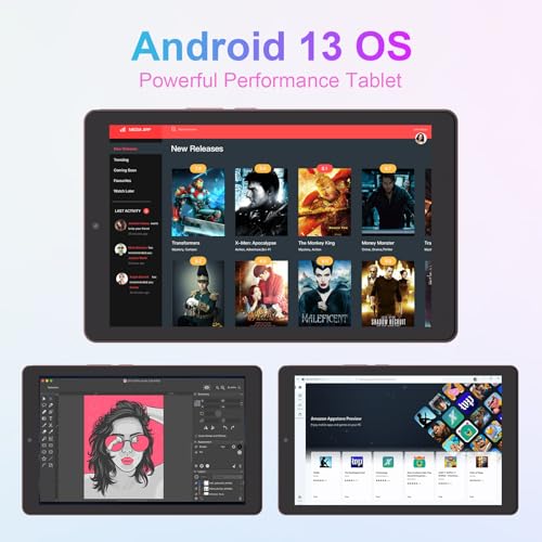C idea 9inch Tablet Android 13 Tablet,8GB RAM, 512GB ROM,5G LTE with SIM Card Slot,1280 * 800 IPS Display,8000mAh Battery,WiFi & Bluetooth - Includes Protector Case & Stylus,CM935pro(Pink)