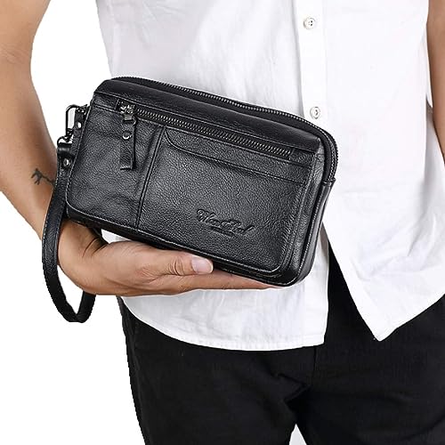 Leather Clutch Purse Wallet Men Wrist Bag
