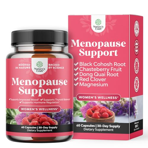 Natures Craft Natural Menopause Supplements for Women - Perfect for Hormonal Balance, Night Sweating & Hot Flashes Menopause Relief - Black Cohosh for Menopause with Resveratrol & Dong Quai