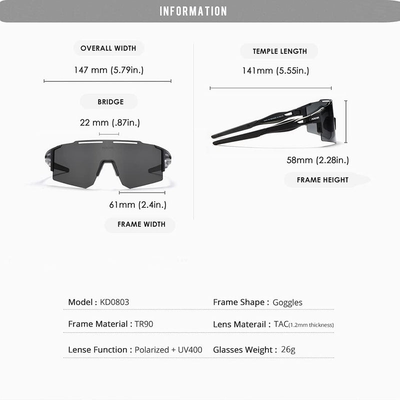 RINKUOLYO Sports Polarized Sunglasses for Men and Women Viper Sunglasses for Cycling Running Driving, M