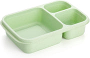 8 Pcs Bento Lunch Box, 3 Compartment Meal Prep Container for Adults/Kids, Straw Wheat Fiber Lunch Container for Microwave and Dishwasher Safe, Reusable Snack Container for Work, School, Travel