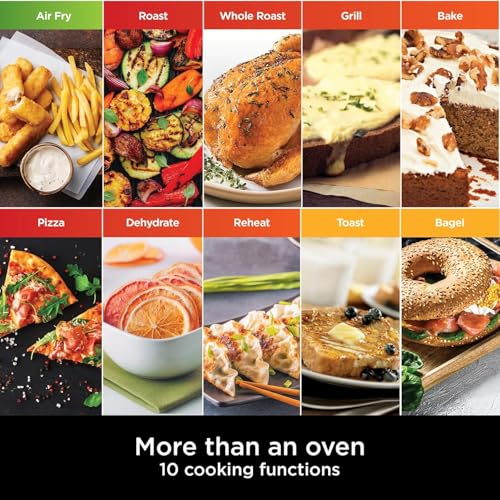 Ninja Foodi 10-in-1 Multifunction Oven, Fast Mini Oven, Countertop Oven, 10 Cooking Functions, Air Fry, Pizza, Grill, Roast, Bake, Toast, Bagel & more, Make Family-Size Meals, Silver/Black DT200ME
