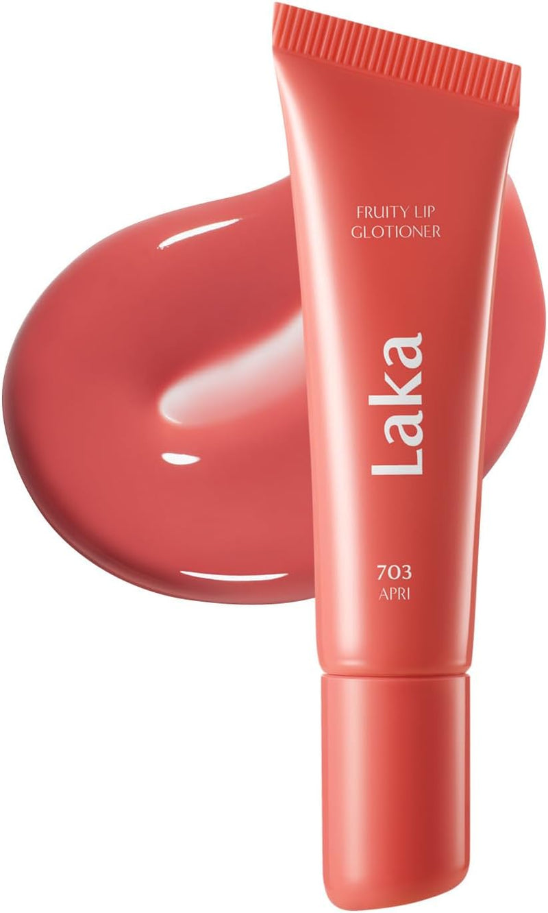 Fruity Lip Glotioner, 10ml/0.33 fl.oz, Lip Gloss with High Shine Vivid Colors, Jelly tip for Hygienic & Easy Application, Plumping Conditioner, Vegan, K-Beauty (705 Toasty) - #703 Apri
