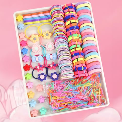 Idrese 1110 Pcs Hair Accessories Gift Box for Girls,Elastic Hair Ties,Big Bows Decorative Spring Hair Clip,Colorful Cute Hairband Sets with Box for Girls,and Women