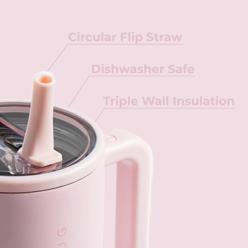 HydroJug Traveler - Modern 40 oz Tumbler with Handle & Simple Flip Straw - Car Cup Holder Friendly, Leak Resistant Water Bottle-Reusable Insulated Stainless Steel & Rubber Base - Gifts for Women & Men