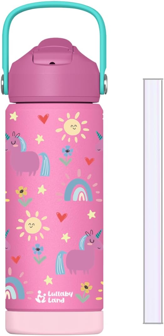 550ml Stainless Steel Water Bottle for Kids, Stay Hydrated with Kids Water Bottle for School, No Leak Bpa Free Unicorn Pink Bottle for Girls - Pink