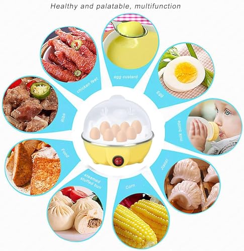 ECVV Multi-functional Electric Eggs Boiler Cooker Steamer Home Kitchen Use | 7 Egg Capacity Multifunction Electric Boiled Egg Maker Food Steamer | Random Color |