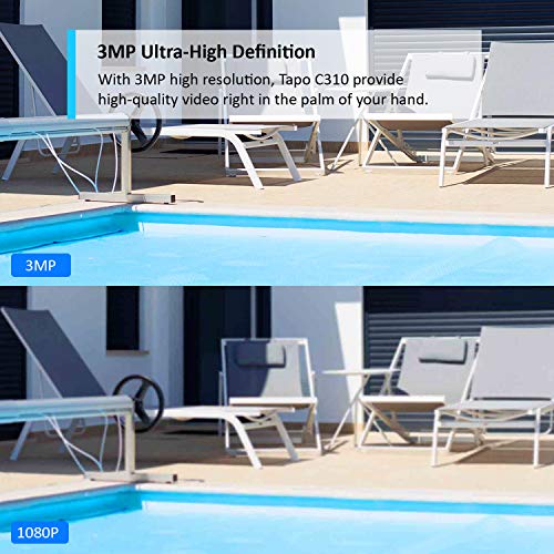 Tapo 2K Outdoor Security Camera, Motion Detection, IP66 Weatherproof, Built-in Siren, 2-way Audio, 3MP, Night Vision, Cloud &SD Card Storage, Works with Alexa & Google Home (Tapo C310)