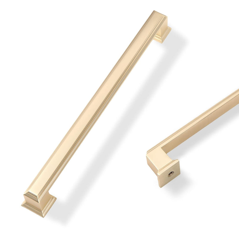 COTYKILEY 10 Pack 7.5 Inch(192mm) Brushed Brass Cabinet Handles Gold Kitchen Cabinet Pulls Cabinet Door Handles Kitchen Cabinet Hardware Cupboard Drawer Pulls Dresser Handles
