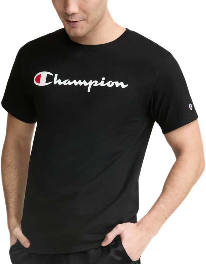 mens Classic Graphic Tee, Big C Logo T-Shirt - Black Script