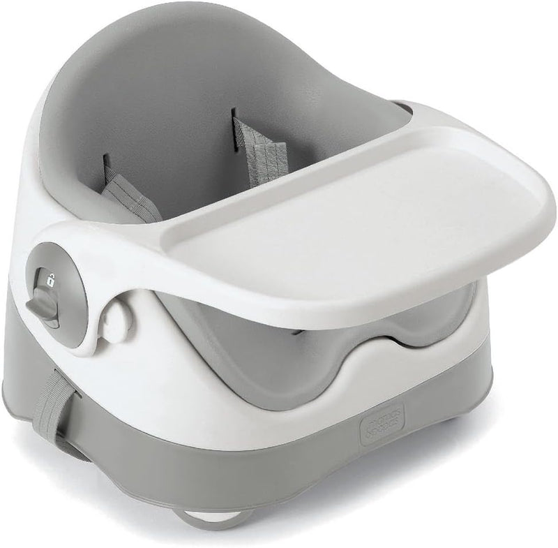 Mamas & Papas Baby Bud Booster Seat for Dining, Detachable Tray, Harness, Adjustable Seat and Non-Slip Feet, Pebble Grey