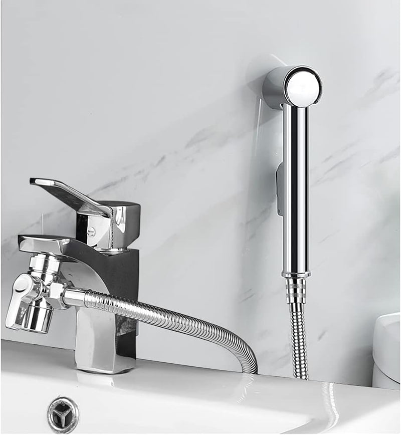 MILIWAN Handheld Bidet Sprayer Toilet Jet Spray Shower Stainless Steel Toilet Bidet Attachment with Hose Sink Shower Head Faucet Diverter for Feminine Wash, Baby Cloth Diaper Washer