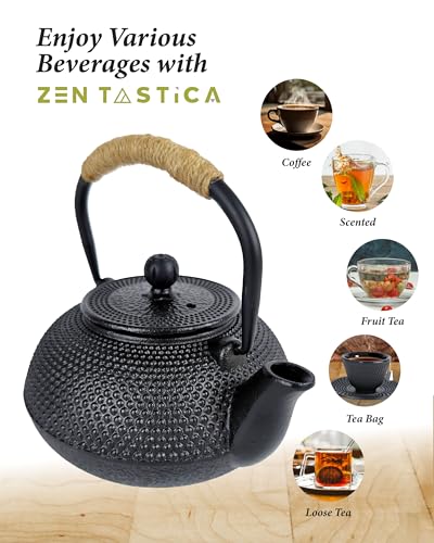 Cast Iron Teapot Gift Set Japanese Style (6pcs)â€“Stovetop Safe with Infuser,Lifter&Clothâ€“Durable Loose Leaf Kettle&Cups for Home,Camping,Outdoor Useâ€“Traditional Asian Tea Set