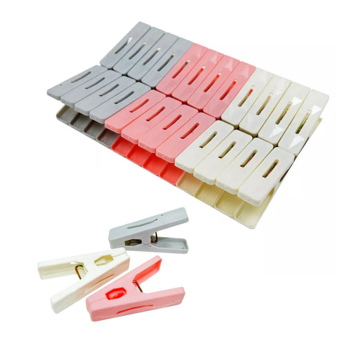 ECVV Colorful Plastic Clothespins - Heavy Duty Laundry Clothes Pins Clips Pegs, Drying Line Pegs Small Colored Clothes Pins for Outdoor, Clothesline Crafts Picture Clips Food Package Clips | 24 PIECES