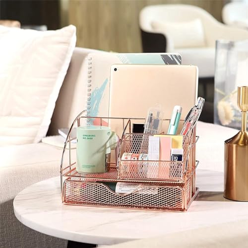 AM ANNA Rose Gold Desk Organizer, Heavy Duty Office Stapler Stationery Desk Accessiories for Office School Home,Staplers for Desk (Desk Organizer)