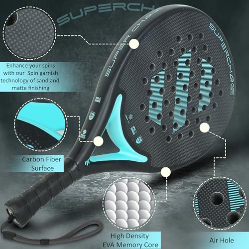 Thunder Paddle SportsBlue Carbon surface Padel Racket - Pro-Series Tennis Racket, Core Pala Padel Racquetts -
