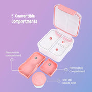 3/4/5 Compartment Convertible Bento Lunch Box with Gravy Bowl, Pink