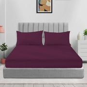 Sleep Well Microfiber Stripe Fitted Sheet with Pillowcase Set - 90x200+17cm (Beige) - Purple 180x200+17cm