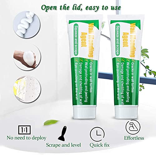 Wall Mending Agent Drywall Repair Kit, Spackle Wall Repair Patch Kit with Scraper, Safemend Wall Mending Agent Large Hole Drywall Patch, Easy to Fill Holes in Home Wall and Quick Repair Crack (1 Set)
