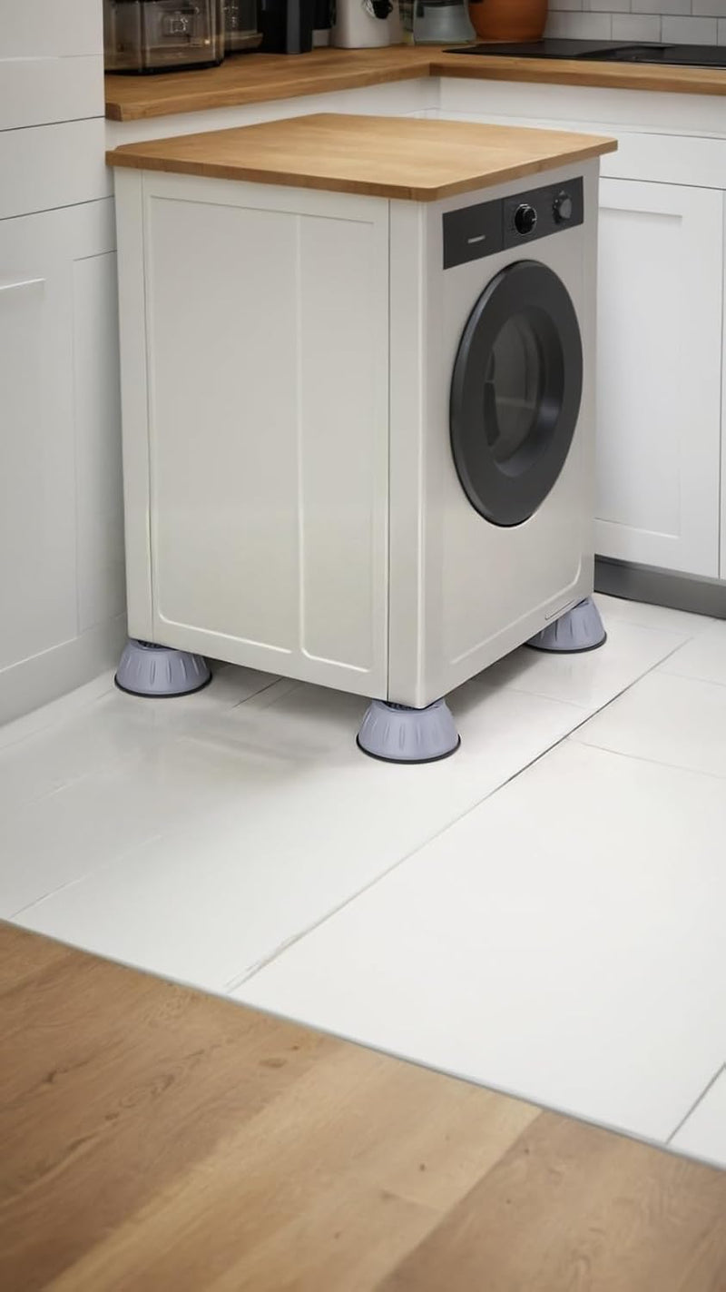 Sweet seven® Shock and Noise Cancelling Washing Machine Support Pads, Black Rubber Round Anti-Vibration Feet, Reduce Movement and Noise for Enhanced Performance, 4PCS