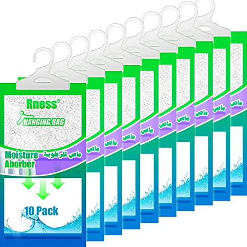 Rness Moisture Absorber Hanging Bag, Moisture Removers, Hanging Closet Dehumidifier Packages, 10 Pack Set