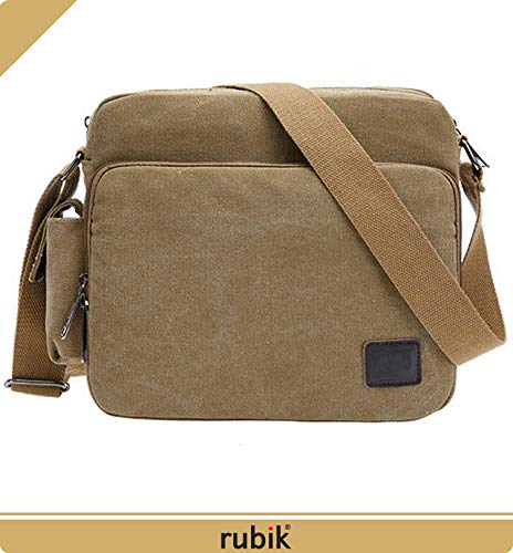Rubik Shoulder Crossbody Side Bag, Multifunctional Canvas Messenger Handbag Purse for Work Business for Men and Women
