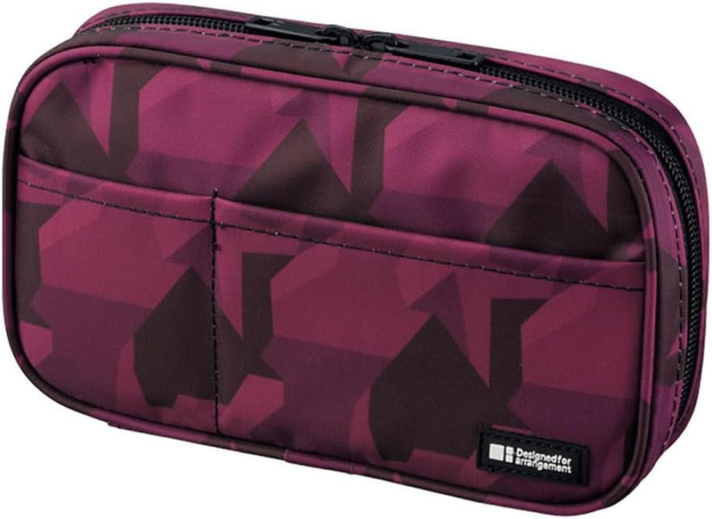Lihit Lab. Double Zipper Pen Case, 7.9 X 2.8 X 4.7 Inches, Black (A7555-24) - Maroon Camo Standard: 7.9 x 2.0 x 4.7"