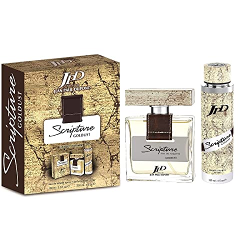 Jean Paul Dupont (JPD) Scripture Goldust - 2 Pieces Promo Pack for Men - Eau de Toilette 100ml + Body Spray 200ml - Gift for Him - Perfume Gift Set - Oriental, Floral and Woody notes