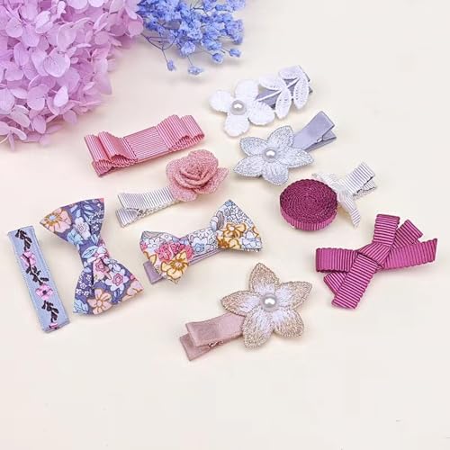 Tazweeq 10Pcs Flower Girls Hair Clip Accessories, Bow Kids Hair Clips Strip Hair Clips, Perfect for Little Princess Dress Up or Daily Wear