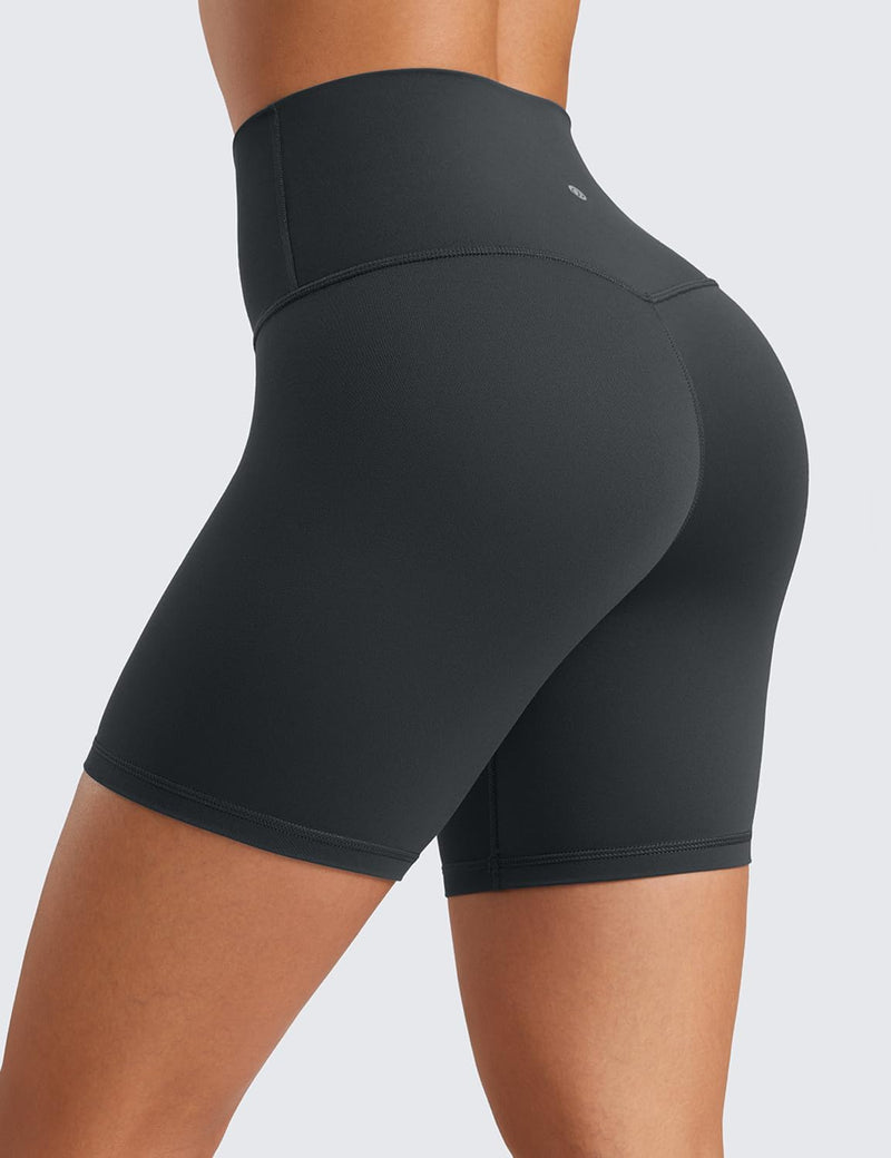 CRZ YOGA Womens ButterLuxe Biker Shorts 6"- High Waist Workout Athletic Running Spandex Yoga Shorts