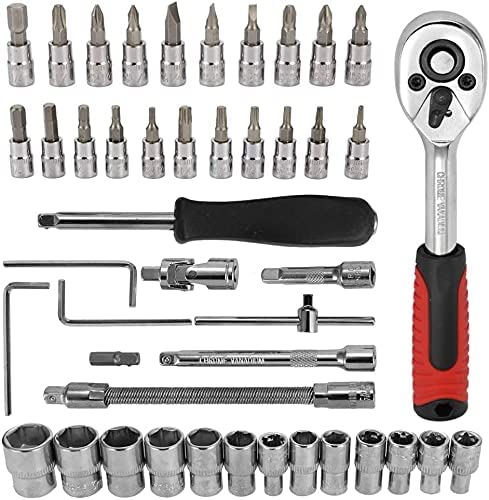 46pcs/set Socket Ratchet Torque Wrench Extension Bar Drill Bits Automobiles Repair Tools Kit Multifunction Repair Hand Tool Kit