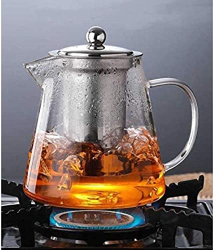 Shinzy 950ml Borosilicate Glass Teapot Kettle, Stovetop & Microwave Safe Glass Teapot With Removable Stainless Steel Infuser, Premium Quality Teapot/Coffee Pot with 4 Nos 100ml Transparent Cup