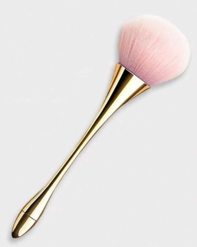 Makeup Brush with Pink Soft Bristles, Gold Metal Handle Foundation Brush