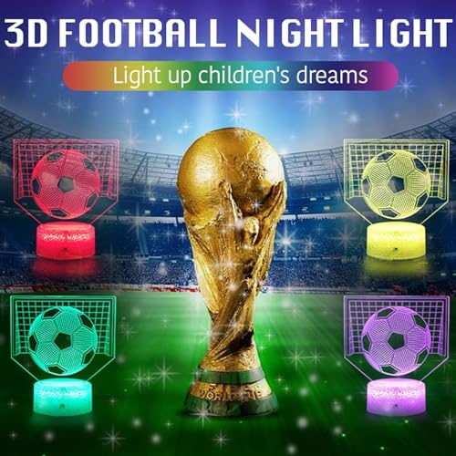X spring 3D Football Night Light, Football 3D Illusion Lamp for Kids, 3D Night Light with 16 Colors Change Remote Control, Smart Touch Table Lamps Soccer Toys, Best Birthday Gift for Boy Girl Kids