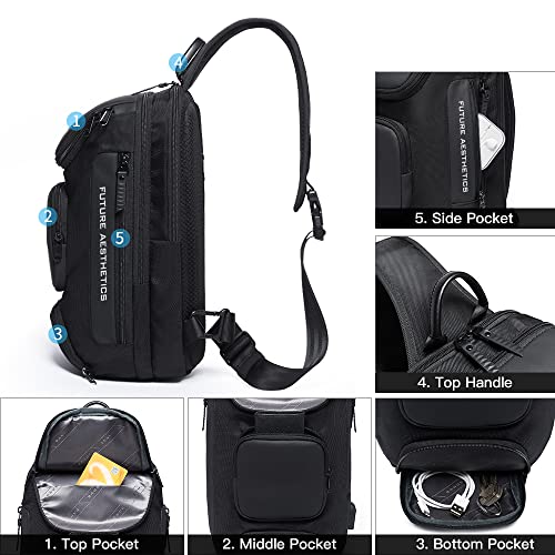 BANGE Sling Bag, Waterproof Men's Chest Bag Shoulder bags Crossbody Sling Backpack for Menâ€¦â€¦