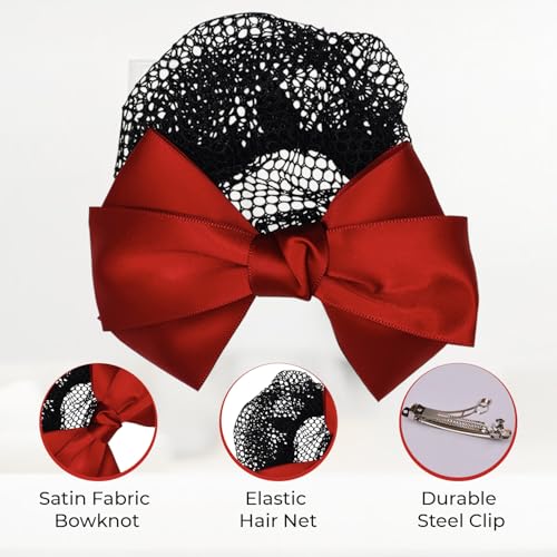 Bowknot Hair Clip Hairnet, Women Hair Clip Hairnet, Hair Nets for Women, Hair Bun Cover Barrettes, Bun Net for Nurse Bank Worker Air Hostess Professional Hair Bun Cover 4 PCS