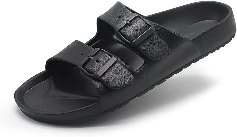 BEMGNAR Men’s Lightweight Comfort Slides Double Buckle Slip-on Adjustable EVA Orthopedic Flat Sandals