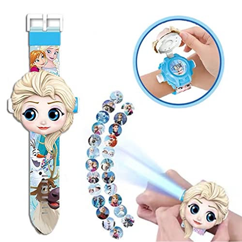 BBYY Children's Watch With Projector - 3D Doll Watch Flip, Outdoor Sports Toys, Digital Display, Adjustable Strap - Birthday Gift for Boys and Girls (Frozen)