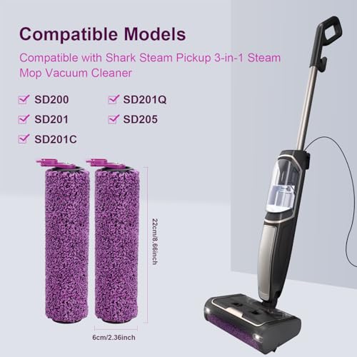 SD201 Brush Roller for Shark Steam Pickup 3-in-1 Steam Mop SD200/SD201/SD201C/SD201Q/SD205 Vacuum Cleaner, 3 Brush Roll, 1 Cleaning Tool Replacement Parts Accessories Kit