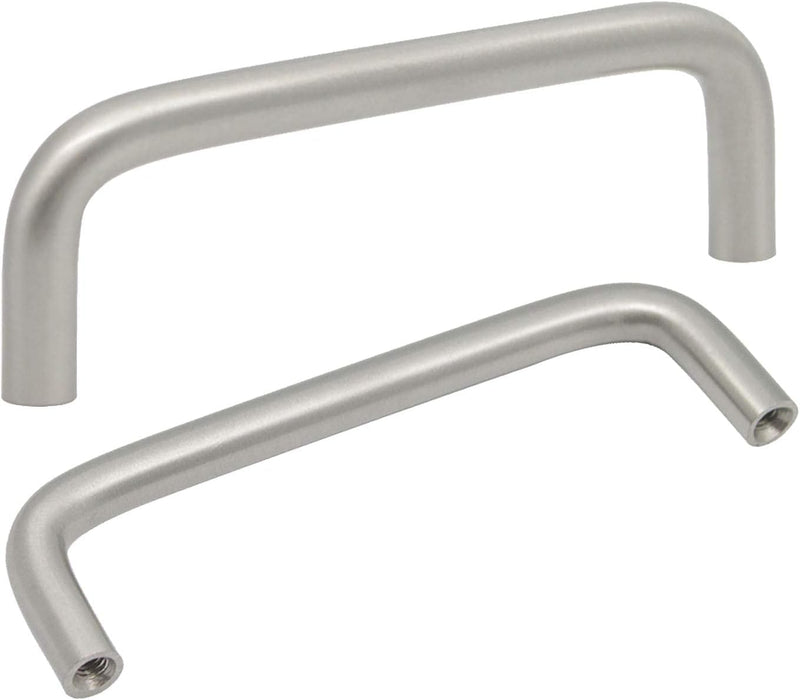 4basix Stainless Steel Solid Round Handle, 100 mm Hole Centers U-Shaped Cabinet Hardware Pull for Bedroom Bathroom Kitchen Cabinets Door (2, 100mm/4")