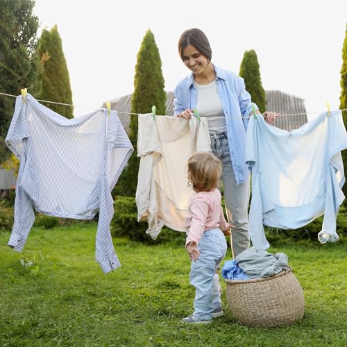 Fentar 30m Washing Line Rope,Heavy Duty Clothes Line Steel Core, Strong String 4mm Dia Clotheslines, Long Clothes Lines for Outside Garden Travel, Rustproof and Waterproof Washing Lines, 120kg LC