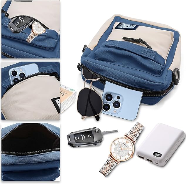 BIGTHREE Small Crossbody Bag, Shoulder Bag, Men's Handbag Shoulder Bag, Nylon Crossbody Bag, with Zipper and Adjustable Strap, Mens Cross Body Bag, for Work Business Travel Mens Gifts