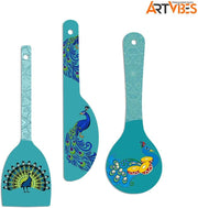 Artvibes Rajasthani Culture Wooden Wall Hanger for Home | Office | Living Room | Gift | Modern Decoration Items | Kitchen Wall Decor | Home Decor Hanging Items (WH_5012N), Set of 3