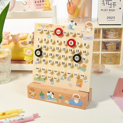 Wooden Desk Calendar Perpetual Calendar Desk Wood Calendar Stand Acrylic Calendar Desktop Decor Week Month Date Display Holder for Office, Desk Accessories, Shop, Desk Decor